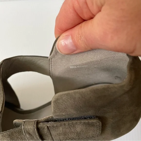 Eileen Fisher Iris Women’s Size 9 Gray Pewter Suede Open Toe Sandals Comfort - Picture 11 of 13